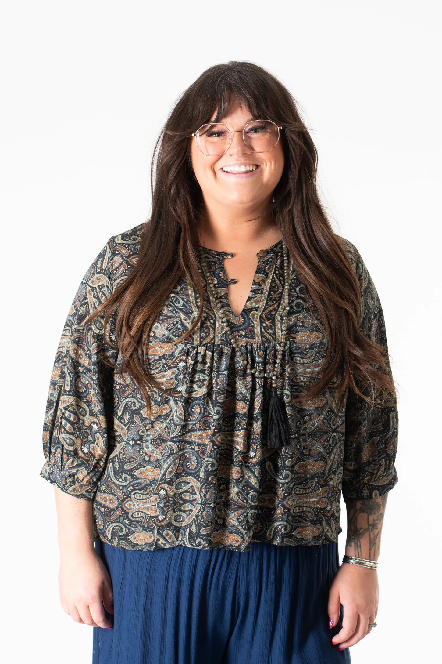 Anjali Sari Inspired Peasant Top